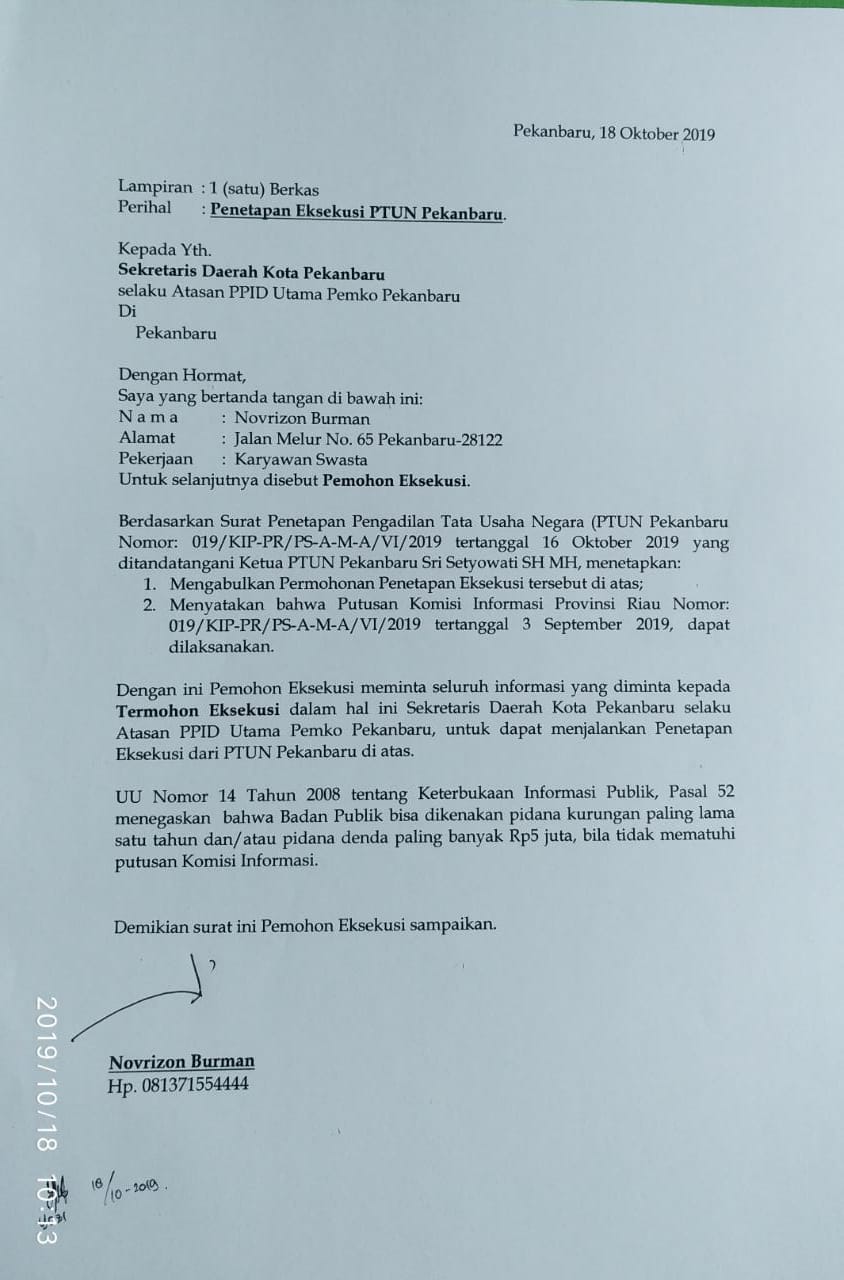 Contoh Surat Permohonan Eksekusi Putusan Ptun Kumpulan Contoh Surat